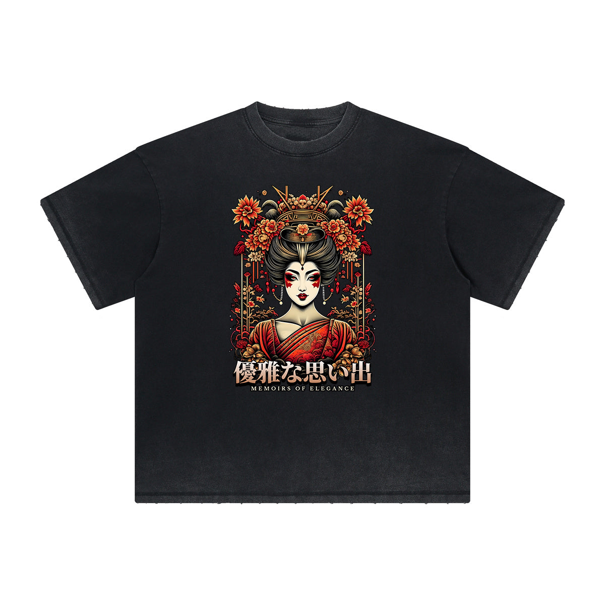 Camiseta con estampado ukiyo japonés de peso pesado