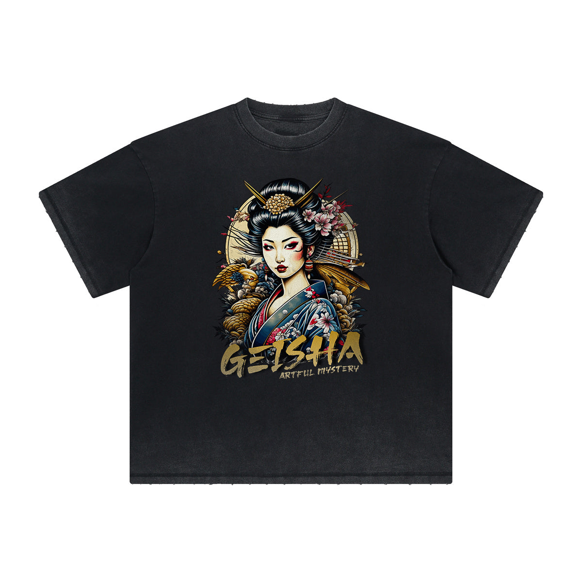 Camiseta con estampado ukiyo japonés de peso pesado