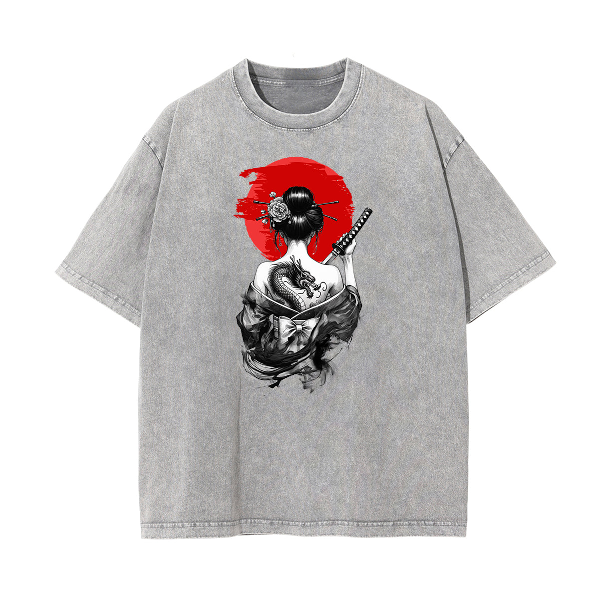Stone Wash Japanese Ukiyo Pattern Tee