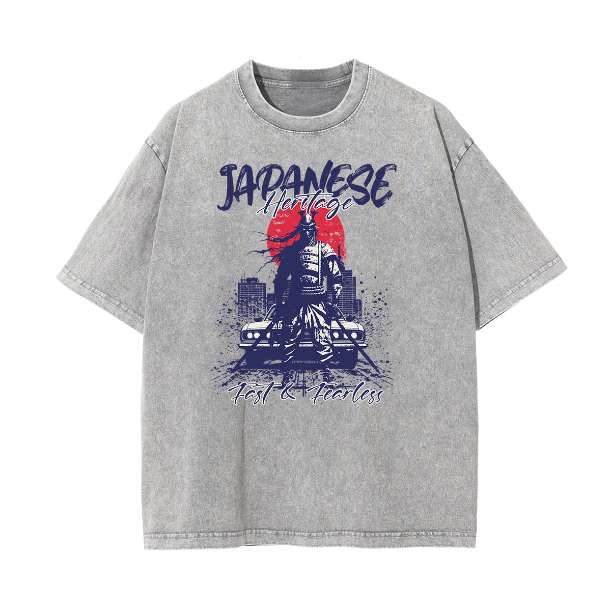 Stone Wash Japanese Ukiyo Pattern Tee
