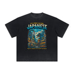 Camiseta con estampado ukiyo japonés de peso pesado