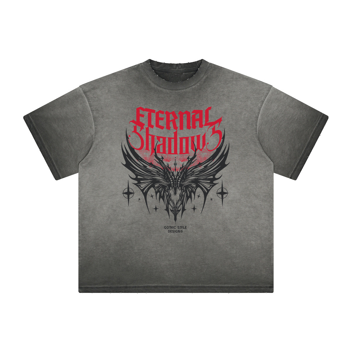 Camiseta gráfica gruesa de estilo gótico descolorido