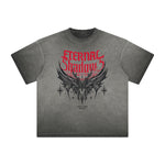 Camiseta gráfica gruesa de estilo gótico descolorido
