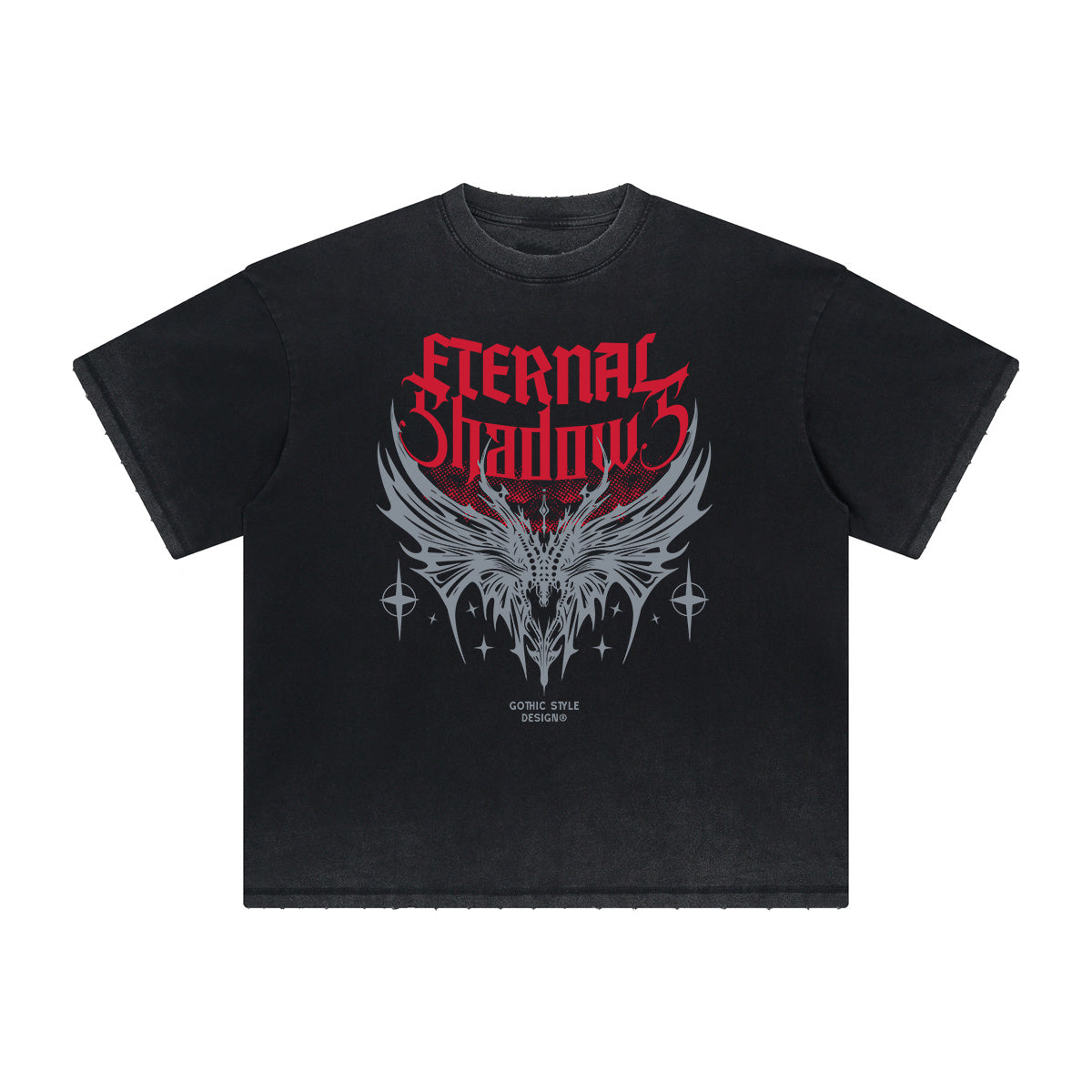 Vintage Frayed Gothic Style Pattern Tee
