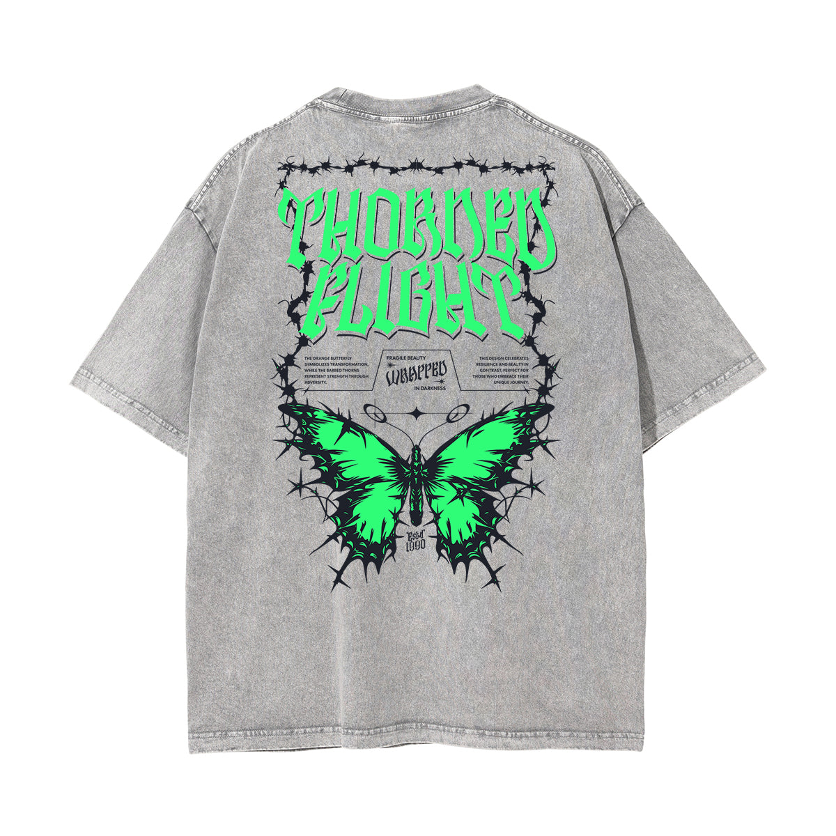 Stone Wash Gothic Style Graphic Tee