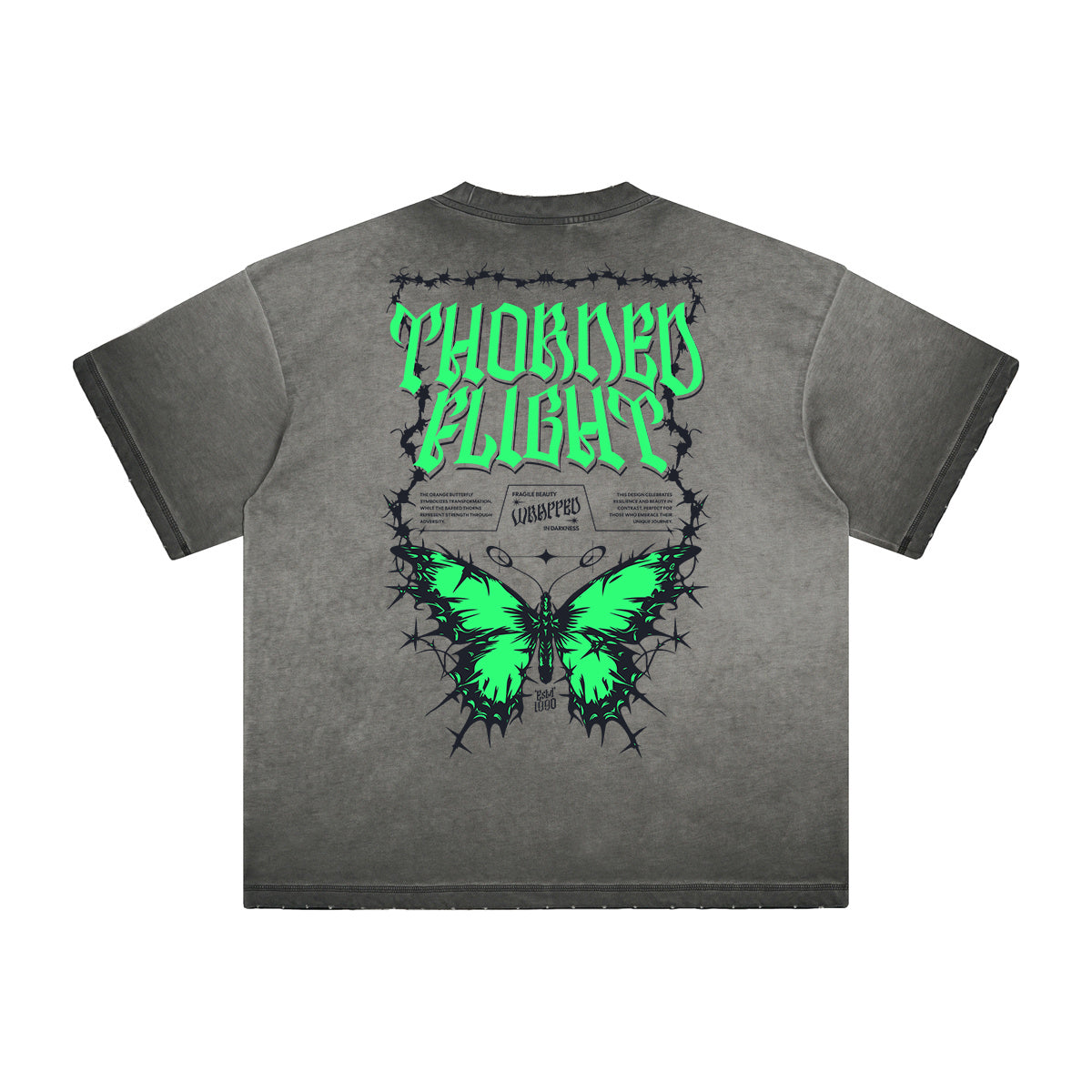 Camiseta gráfica gruesa de estilo gótico descolorido