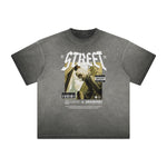 Camiseta gráfica gruesa de estilo gótico descolorido