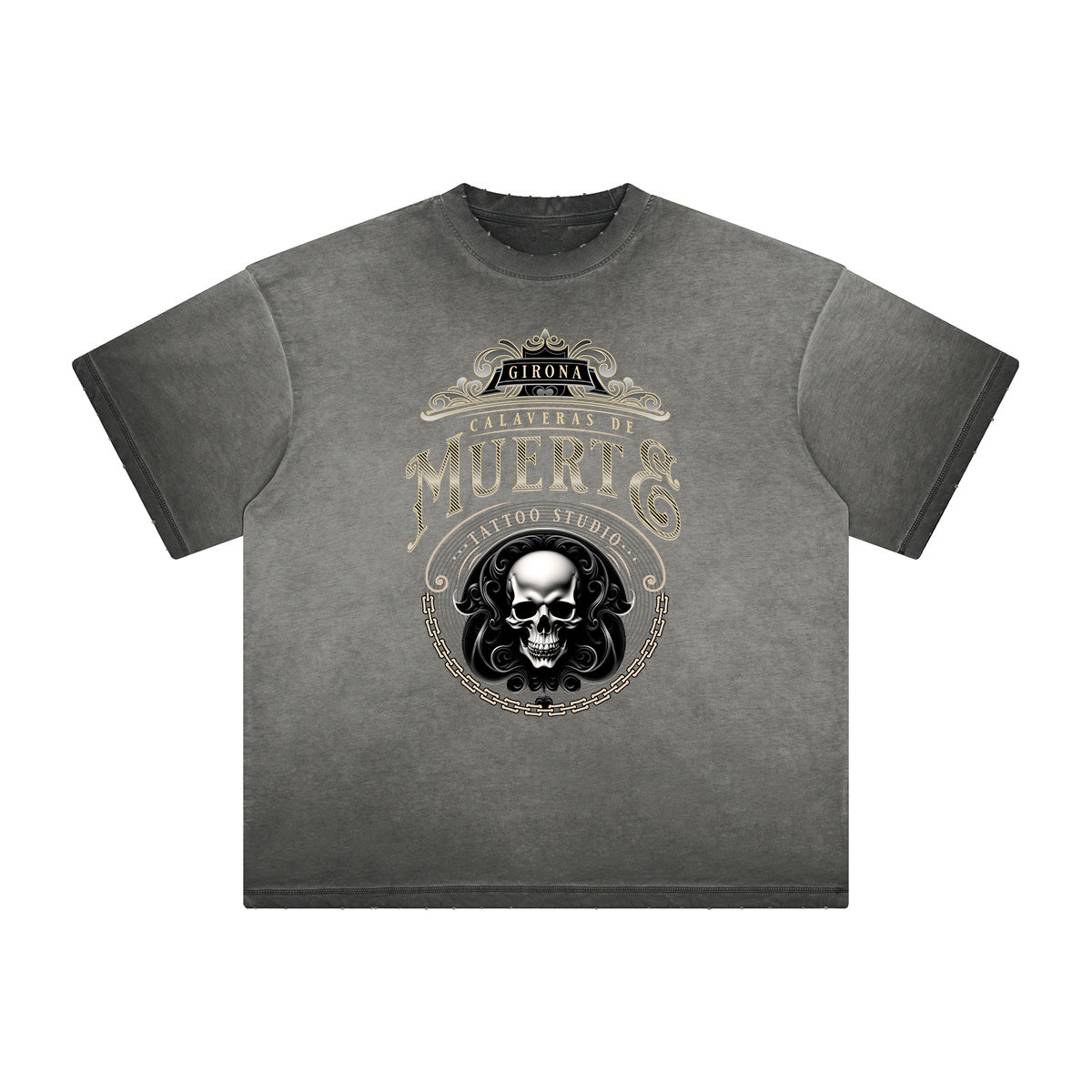 Camiseta gráfica gruesa de estilo gótico descolorido