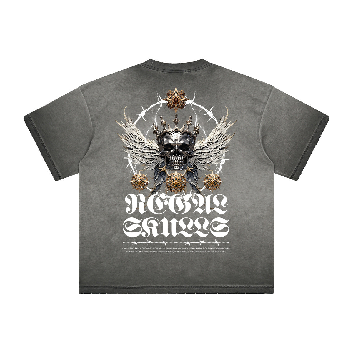 Camiseta gráfica gruesa de estilo gótico descolorido