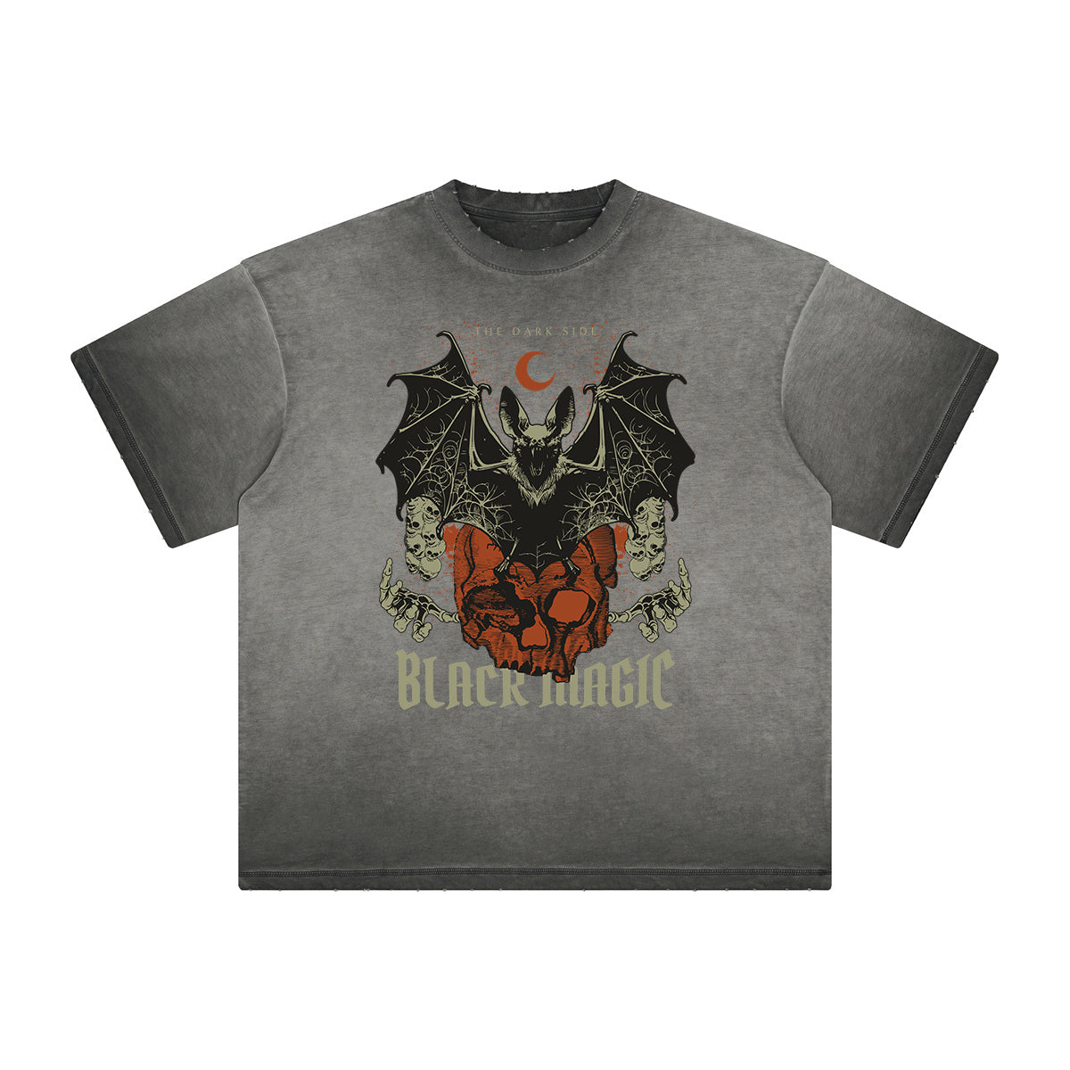 Camiseta gráfica gruesa de estilo gótico descolorido