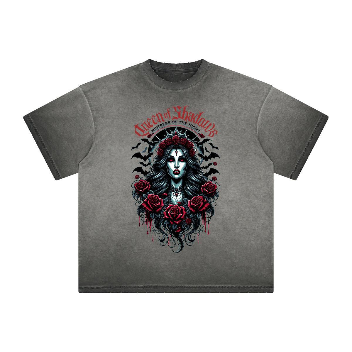 Camiseta gráfica gruesa de estilo gótico descolorido