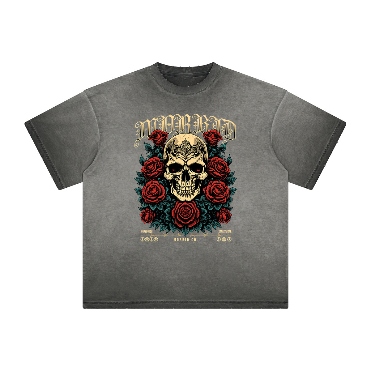 Camiseta gráfica gruesa de estilo gótico descolorido