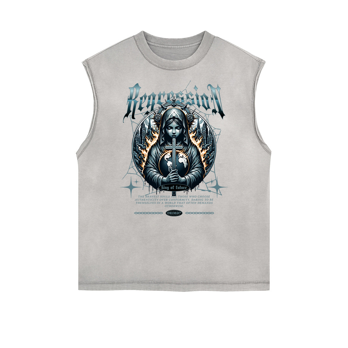 Sleeveless Gothic Style Pattern Tee