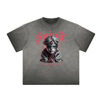 Camiseta gráfica gruesa de estilo gótico descolorido