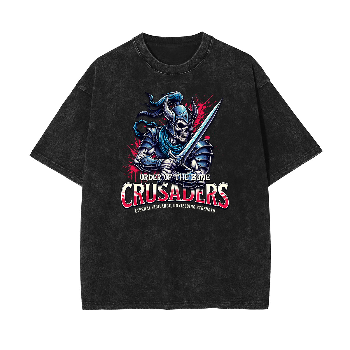 Stone Wash Crusades Pattern T Shirt