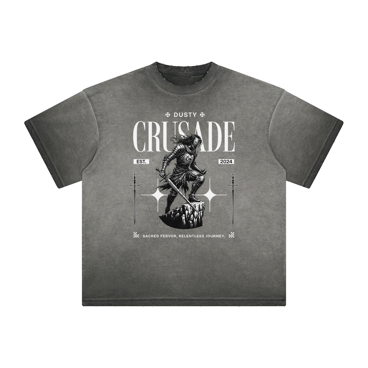 Vintage Frayed Crusades Pattern Tee