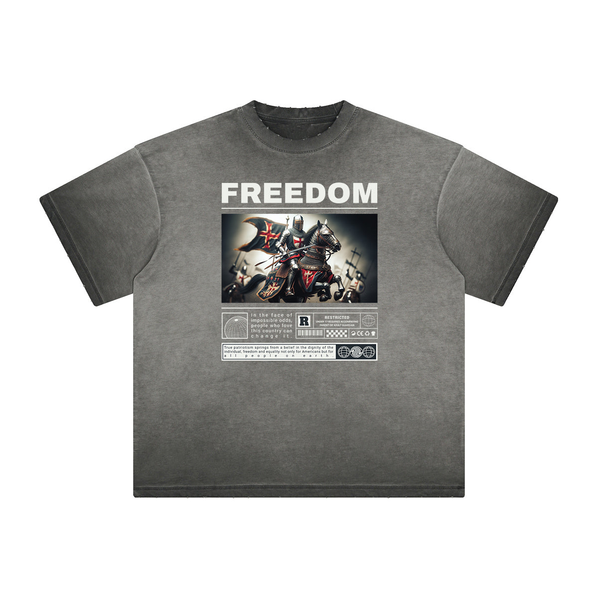 Vintage Frayed Crusades Pattern Tee