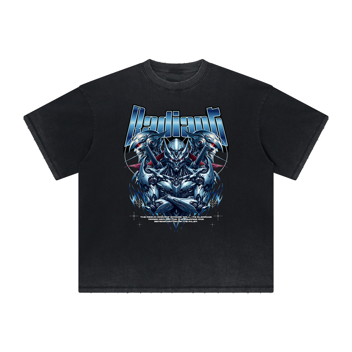 Camiseta vintage deshilachada con estampado de ciencia ficción y futurismo