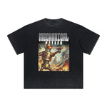 Camiseta vintage deshilachada con estampado de ciencia ficción y futurismo