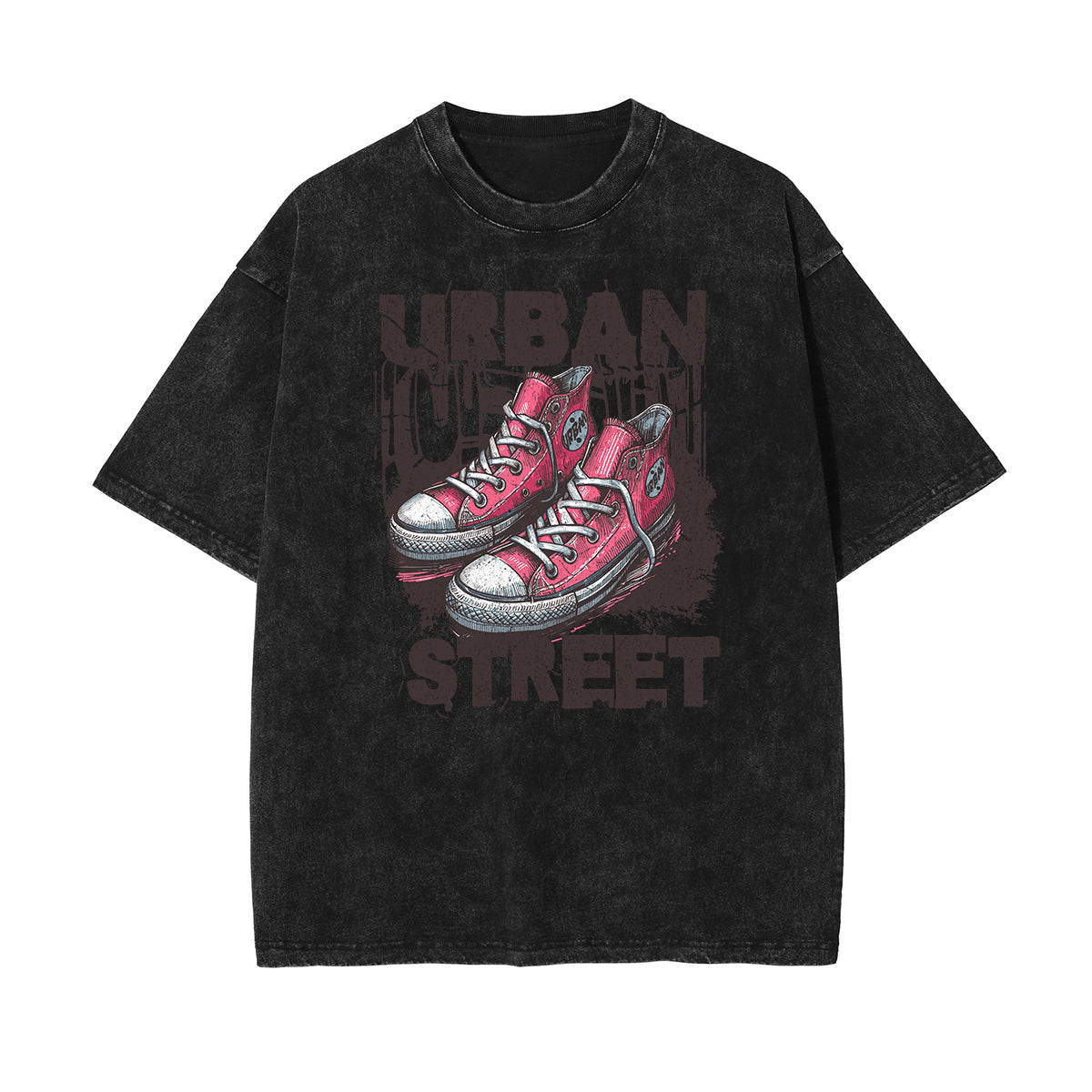 Camiseta de algodón con estampado gráfico de moda urbana lavada