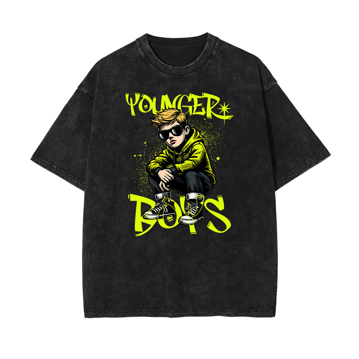 Camiseta de algodón con estampado gráfico de moda urbana lavada