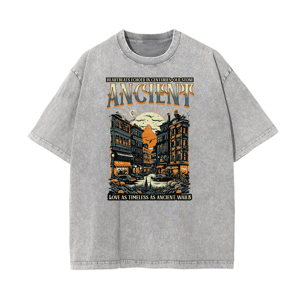 Camiseta gráfica de moda urbana con lavado de piedra