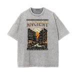 Camiseta gráfica de moda urbana con lavado de piedra