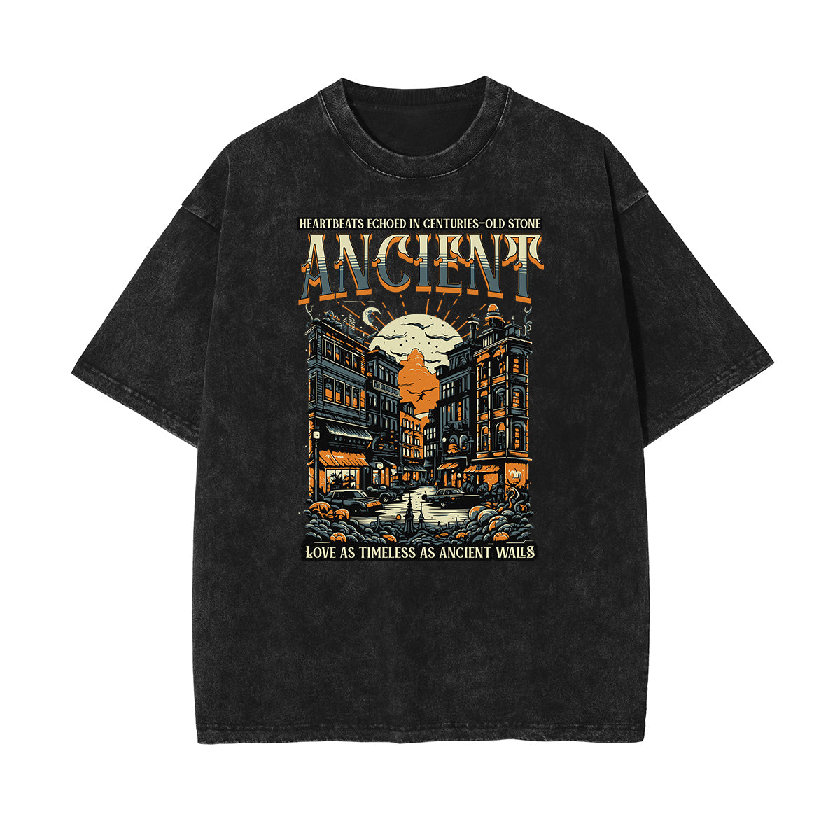 Camiseta de algodón con estampado gráfico de moda urbana lavada