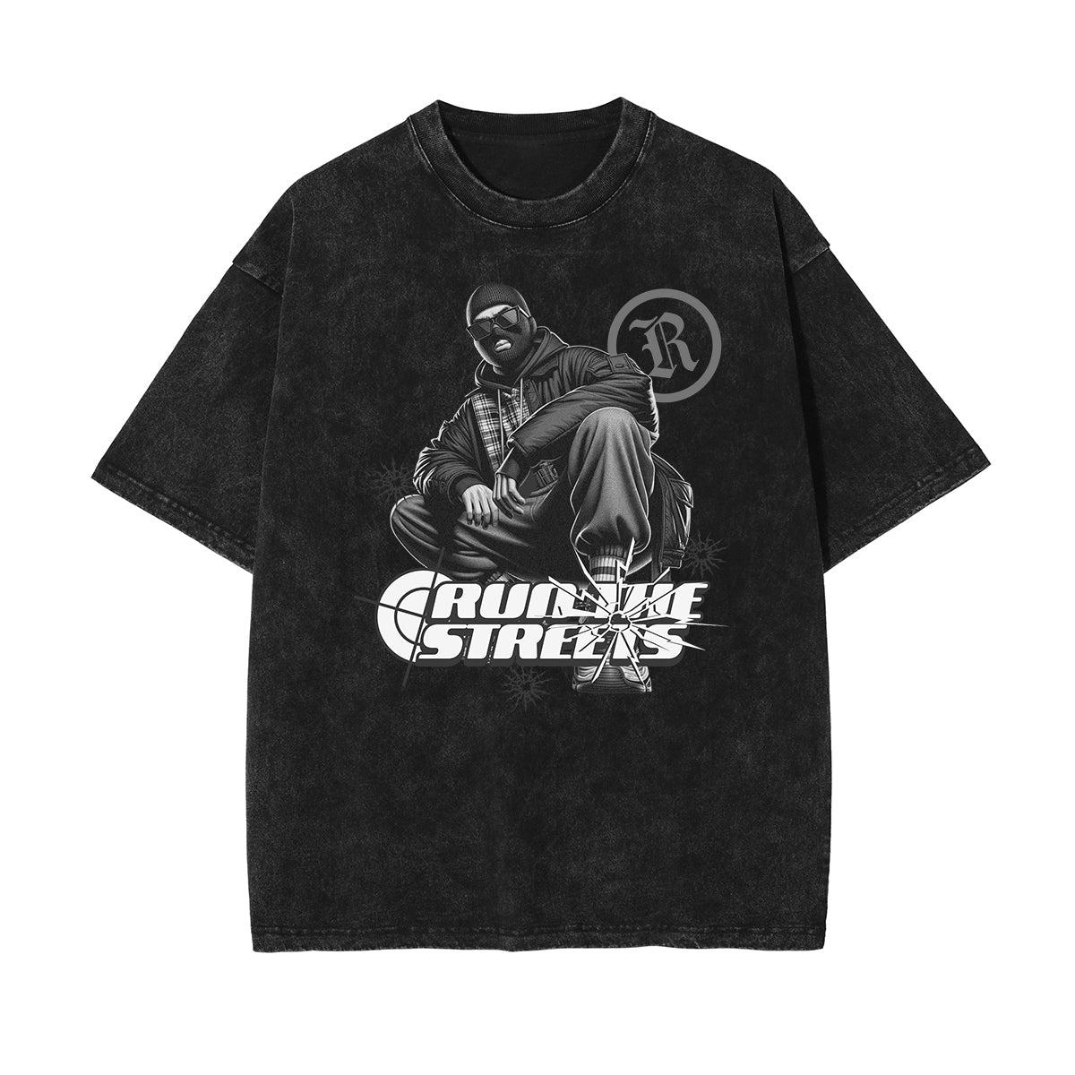 Camiseta de algodón con estampado gráfico de moda urbana lavada