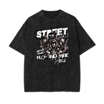 Camiseta de algodón con estampado gráfico de moda urbana lavada
