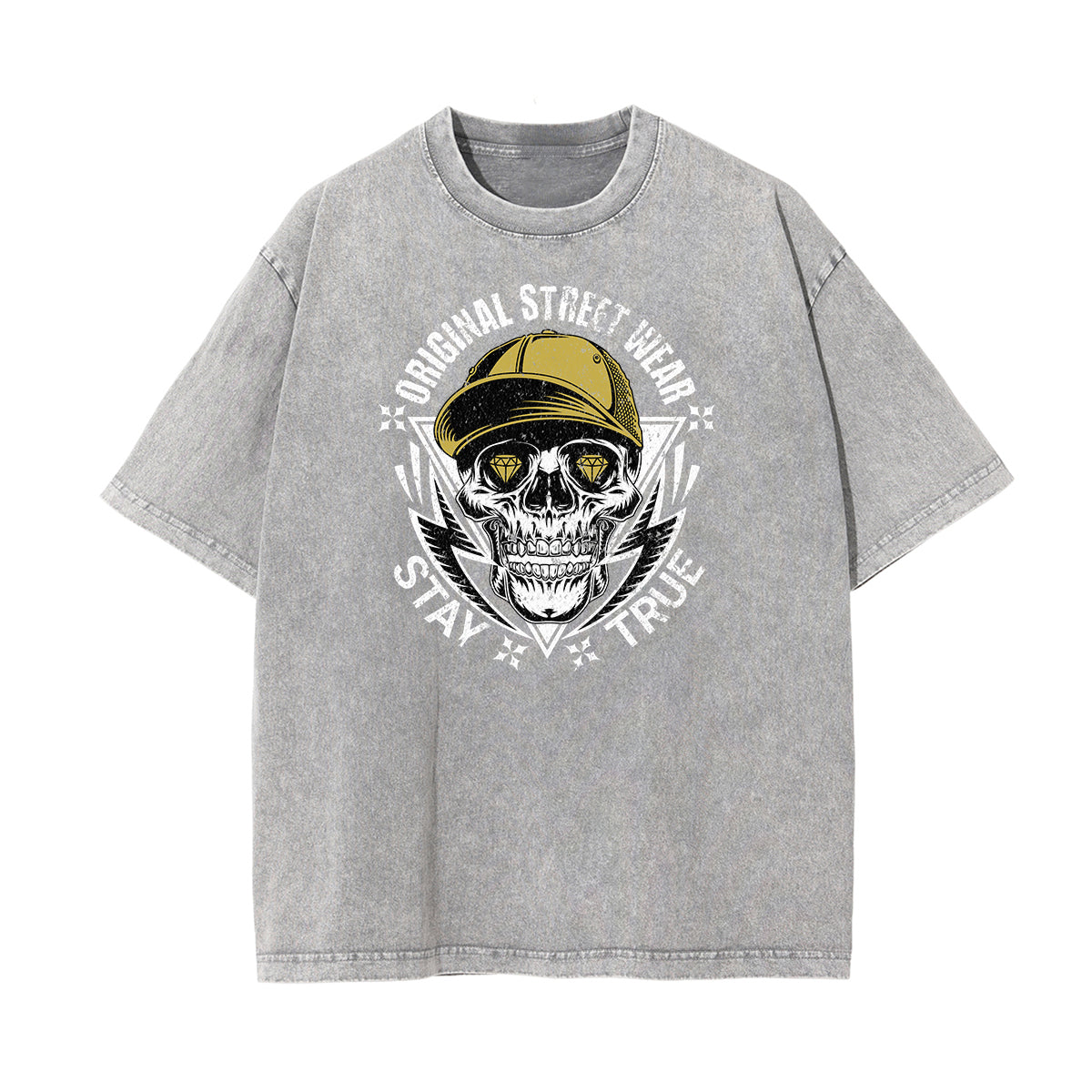 Camiseta gráfica de moda urbana con lavado de piedra