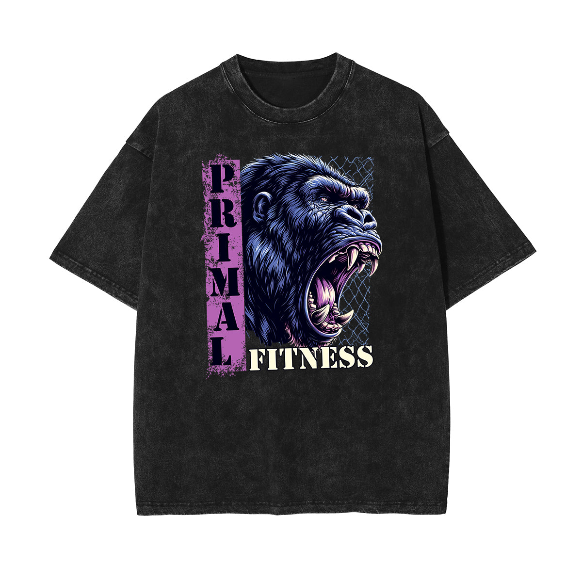 Camiseta de algodón con estampado gráfico de fitness lavado