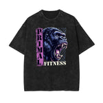Camiseta de algodón con estampado gráfico de fitness lavado