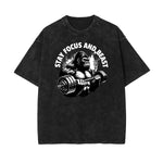 Camiseta de algodón con estampado gráfico de fitness lavado