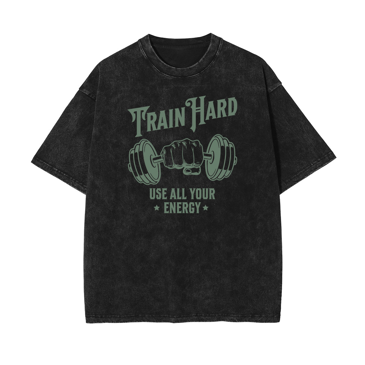 Camiseta de algodón con estampado gráfico de fitness lavado