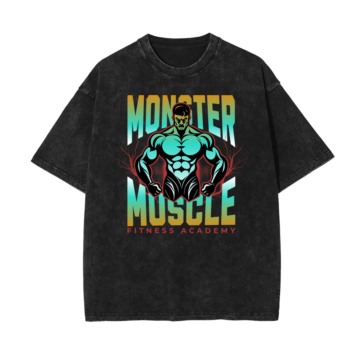 Camiseta de algodón con estampado gráfico de fitness lavado