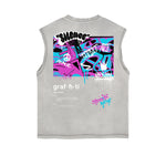 Camiseta sin mangas con estampado de grafiti desgastado