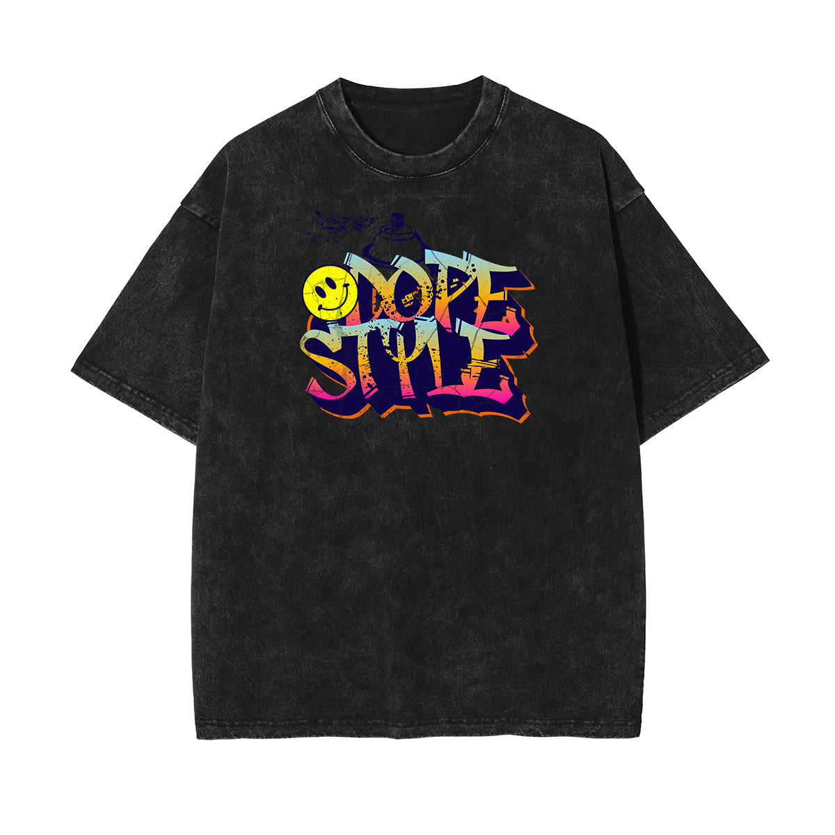 Washed Graffiti Style Graphic Cotton Tee
