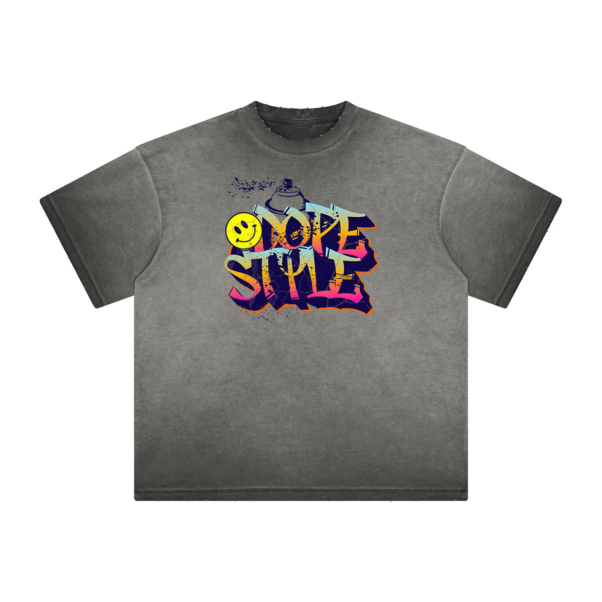 Camiseta con estampado vintage de grafiti deshilachado
