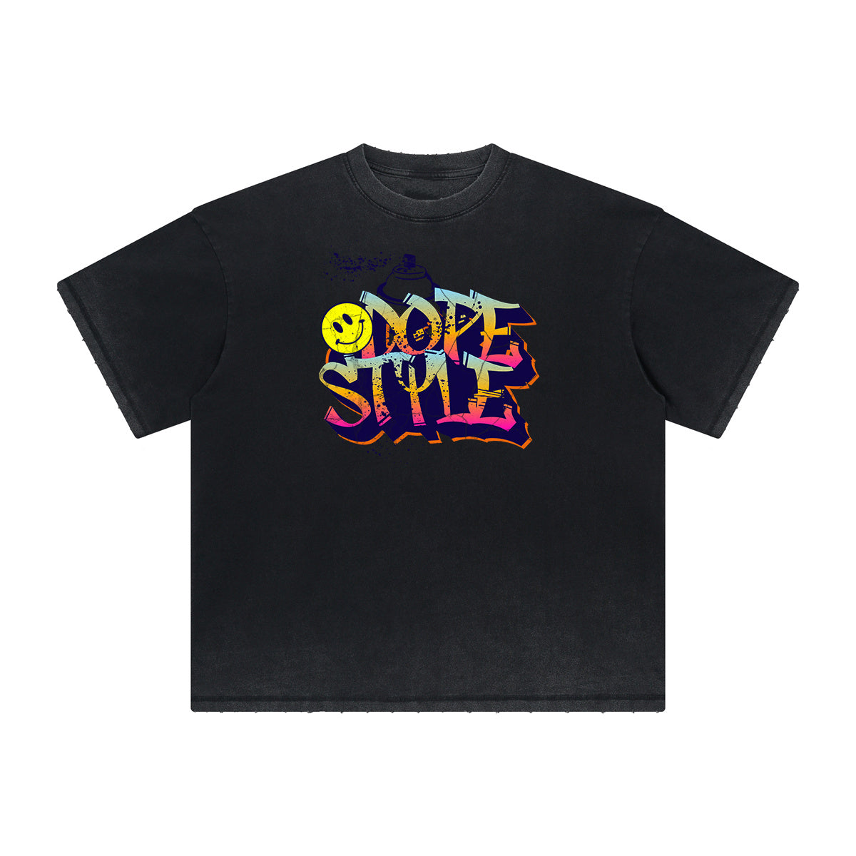 Camiseta gráfica gruesa con estilo grafiti descolorido