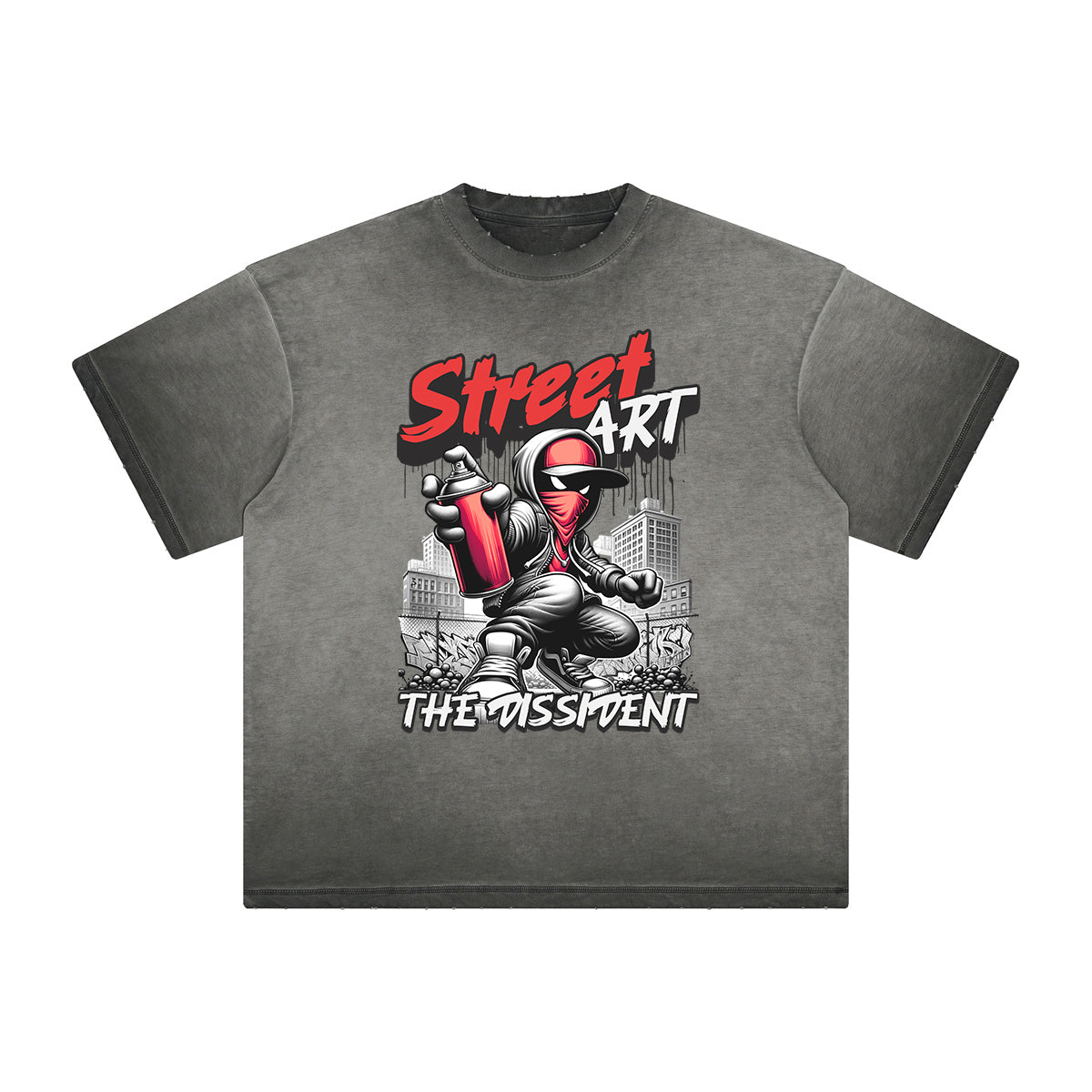 Camiseta con estampado vintage de grafiti deshilachado