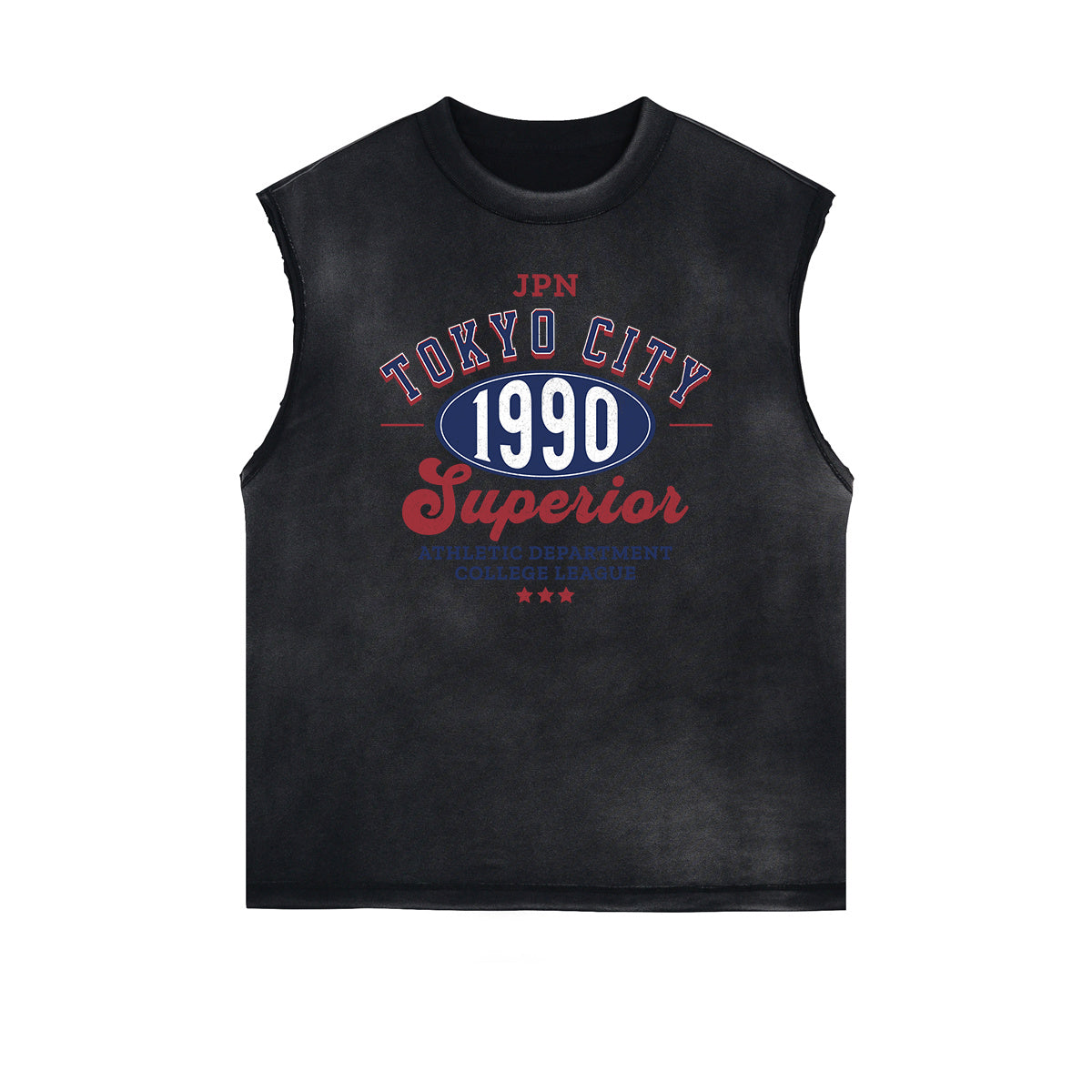 Camiseta sin mangas con gráfico deshilachado de estilo deportivo retro