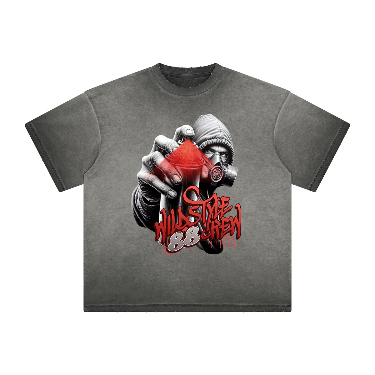 Camiseta con estampado vintage de grafiti deshilachado