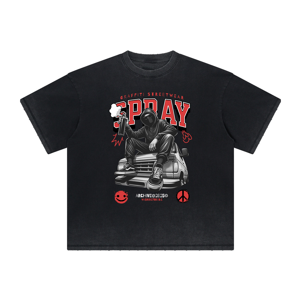 Camiseta gráfica gruesa con estilo grafiti descolorido