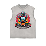 Camiseta sin mangas con estampado desgastado de estilo deportivo retro