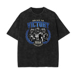 Retro Sporty Style Washed Cotton Graphic Tee