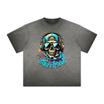 Camiseta con estampado vintage de grafiti deshilachado
