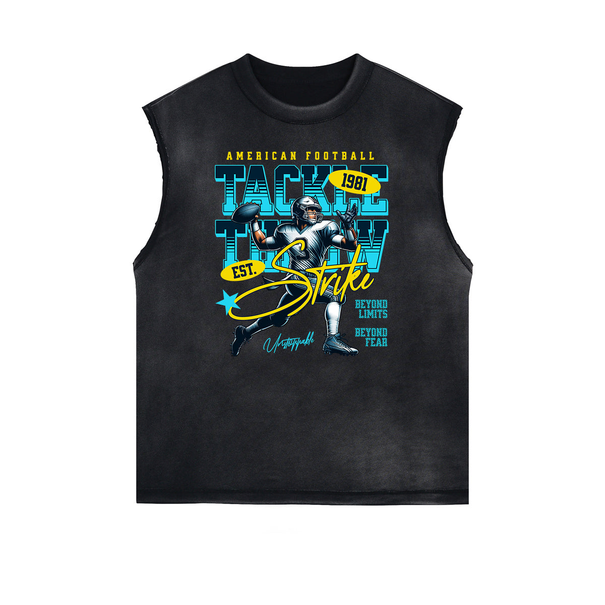 Camiseta sin mangas con gráfico deshilachado de estilo deportivo retro