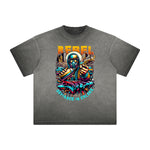 Camiseta con estampado vintage de grafiti deshilachado