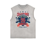 Camiseta sin mangas con estampado desgastado de estilo deportivo retro